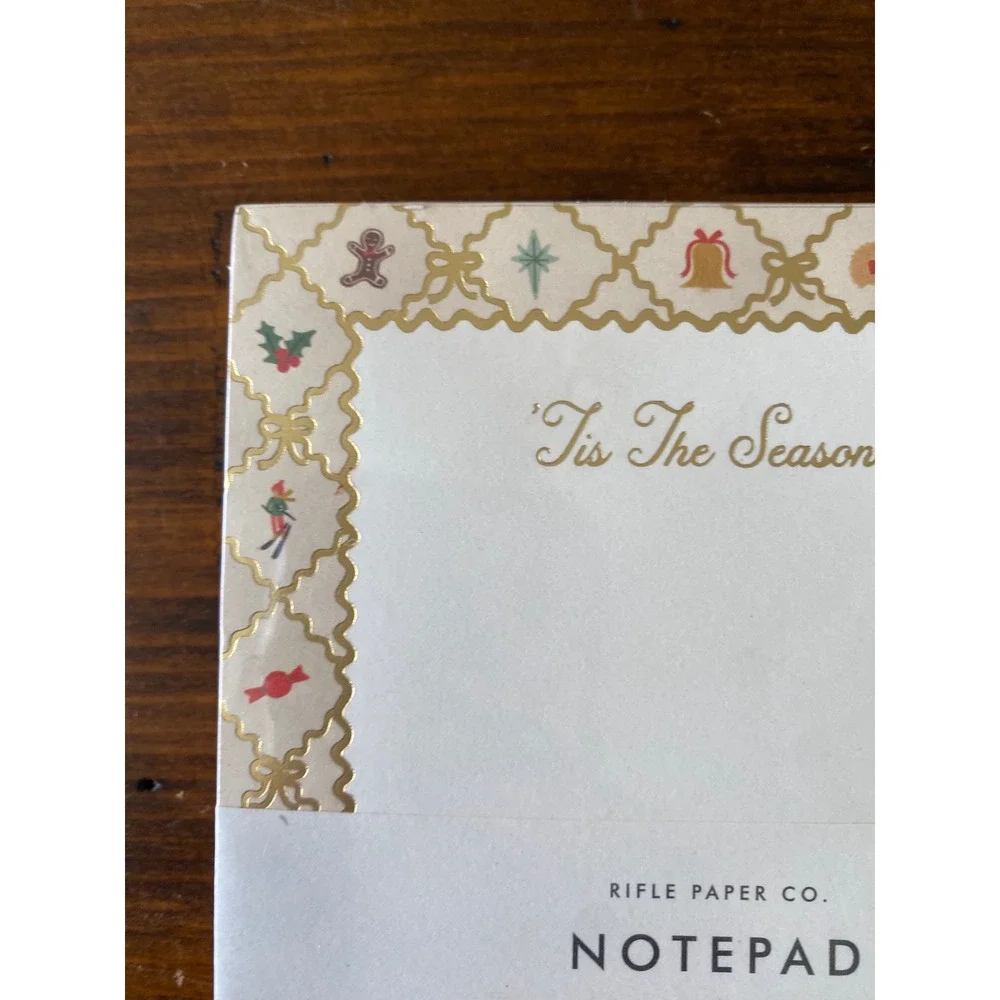 Rifle Paper Co Tis The Season Holiday Notepad 75 Sheets Gold Foil NPX005 NEW